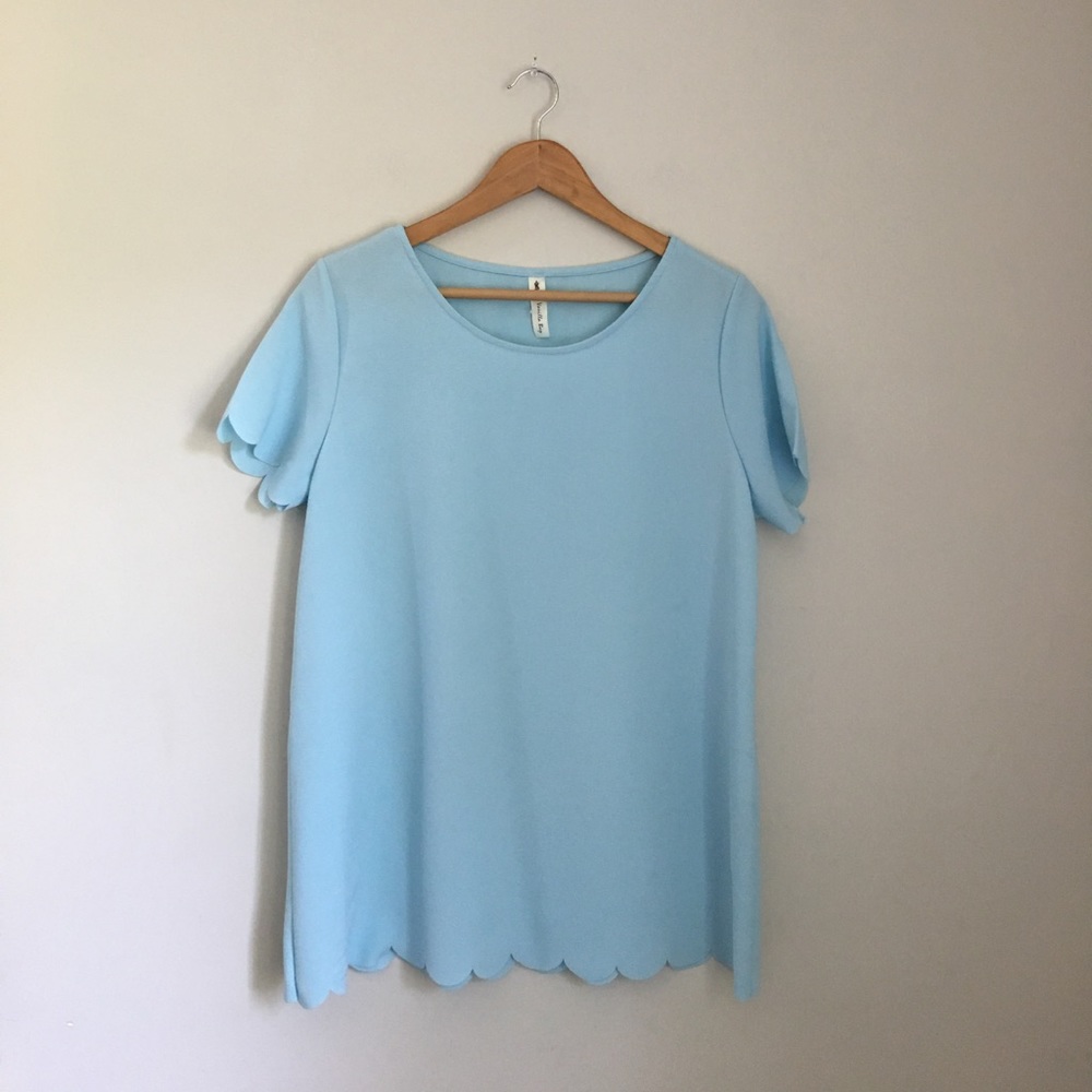 Vanilla Bay BLUE Scalloped Blouse